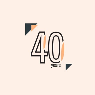 40 Yıl Yıldönümü Retro Satır Vektör Şablonu Tasarım Çizimi