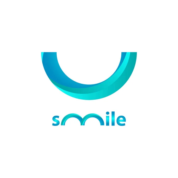 Gülümseme logosu mavi tasarım vektör şablonu çizimi — Stok Vektör