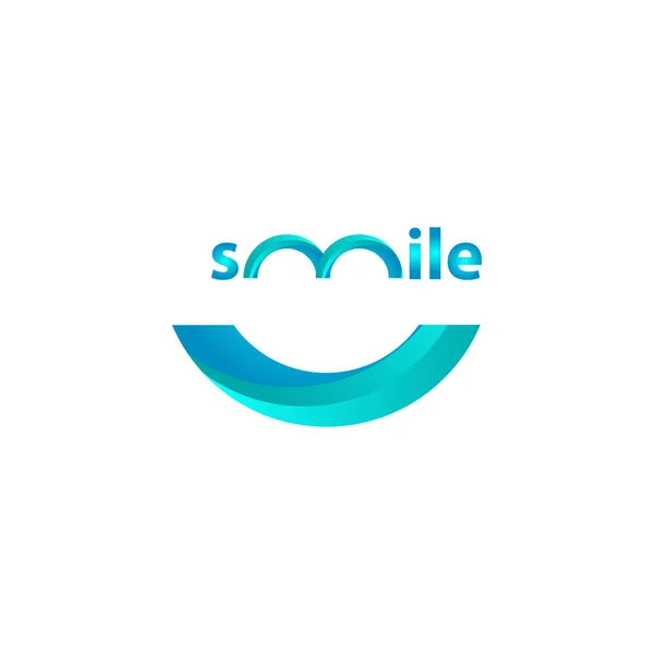 Sonrisa logo azul diseño vector plantilla ilustración — Vector de stock