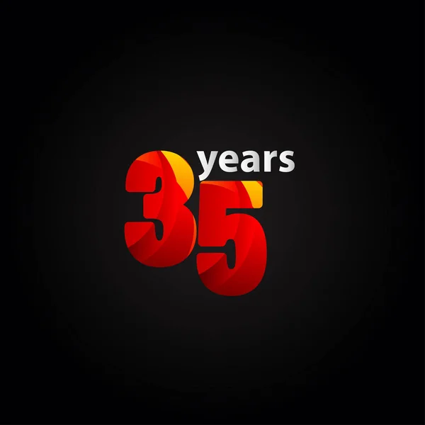 35 Years Anniversary Red Light Vector Template Design Illustration — Stock Vector