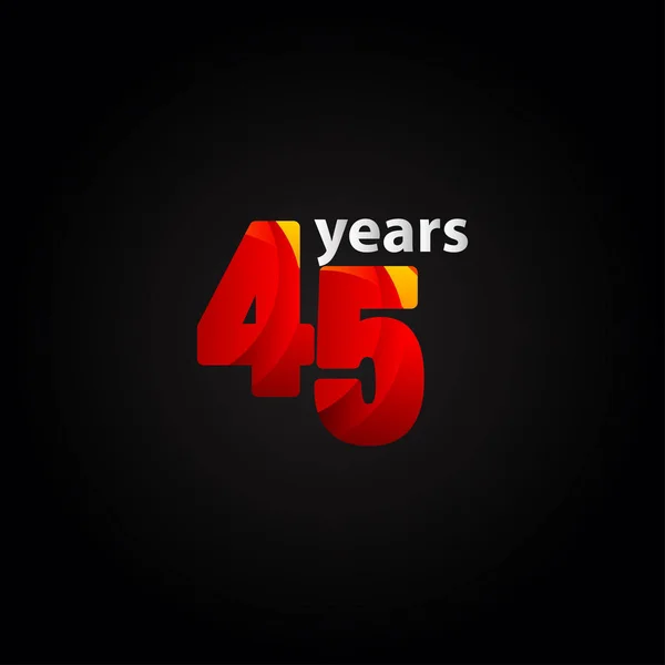 45 Anos Anniversary Red Light Vector Template Design Ilustração — Vetor de Stock
