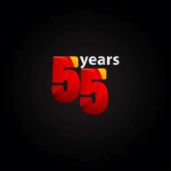55 Anos Anniversary Red Light Vector Template Design Ilustração —  Vetores de Stock