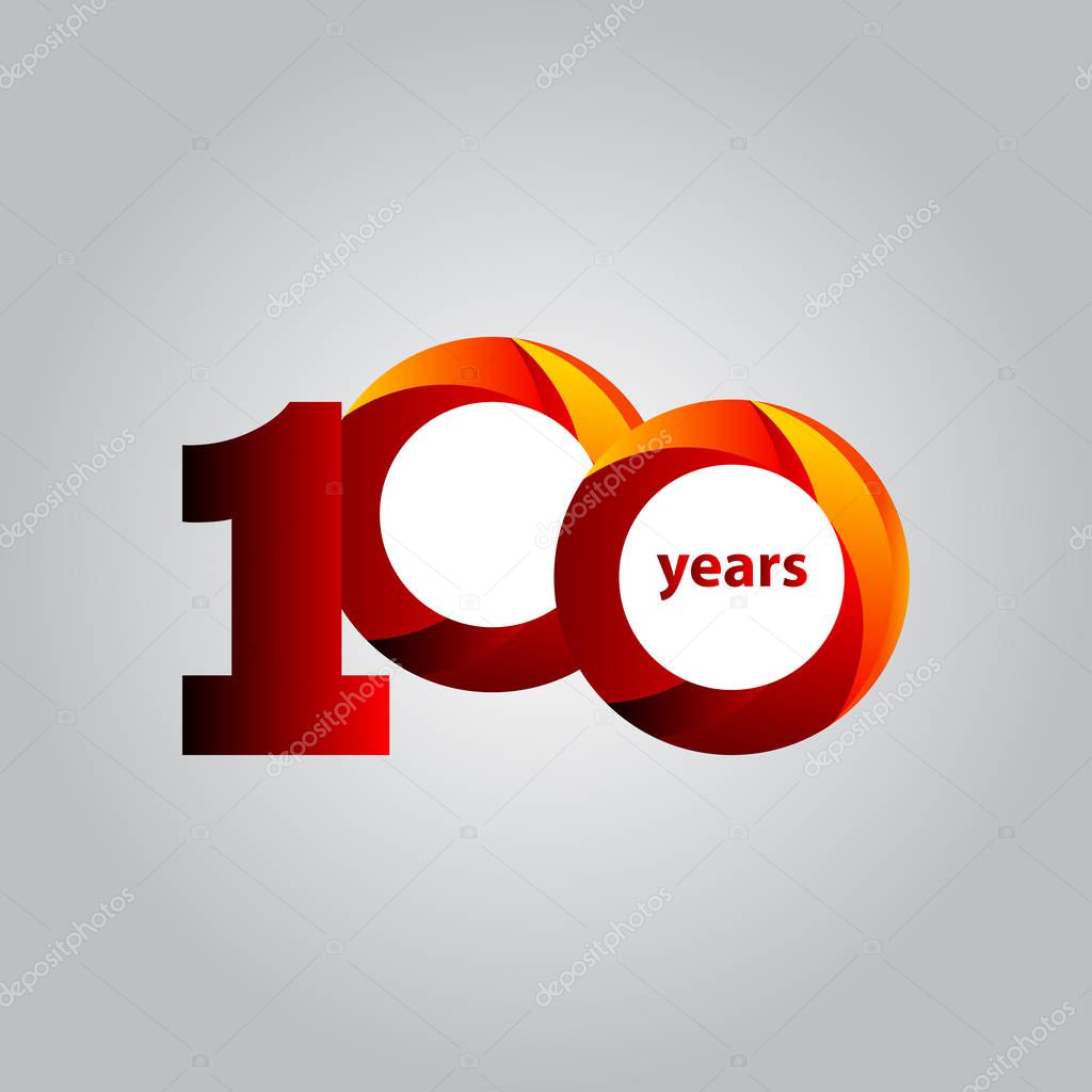 100 Years Anniversary Red Ball Vector Template Design Illustration