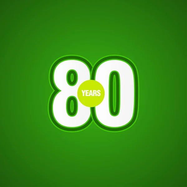 80 Anos Anniversary Green Light Vector Template Design Ilustração —  Vetores de Stock