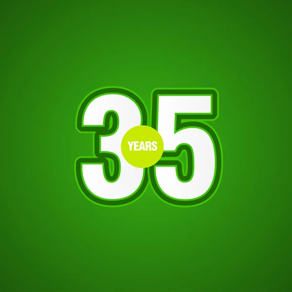 35 Years Anniversary Green Light Vector Template Design Illustration — Stock Vector