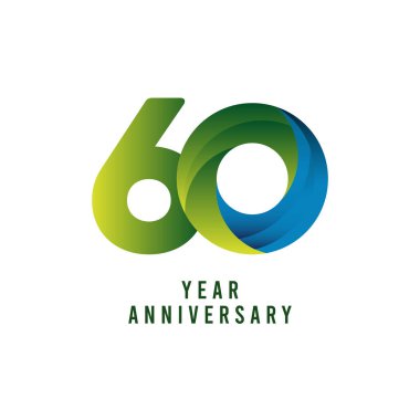 60 Yıl Yıldönümü Gradyan Vektör Şablonu Tasarım Çizimi