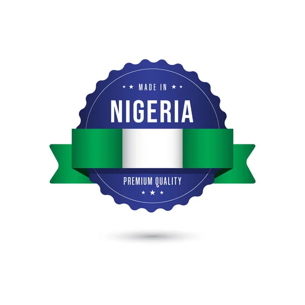 Fabricado en Nigeria Plantilla de vectores de insignia de etiqueta de calidad premium Ilustración de diseño — Vector de stock