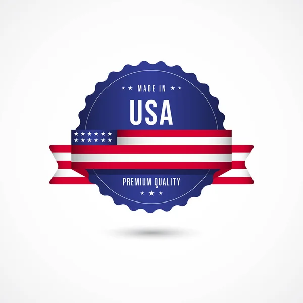Made in USA Premium Quality Label Badge Vector Template Design Illustrazione — Vettoriale Stock