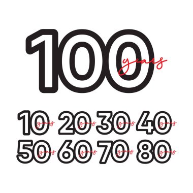 100 Yıl Yıldönümü Kutlamaları Vektör Şablon Tasarımı Çizimi