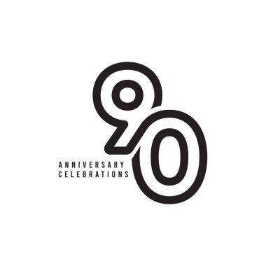 90 Yıl Yıldönümü Kutlaması Vektör Şablon Tasarımı Çizimi