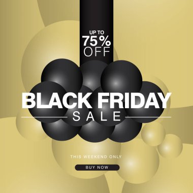 Black Friday Sale kadar% 75 kapalı Banner Vektör Şablon Tasarım İllüstrasyon