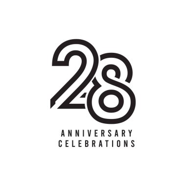 28 Years Anniversary Celebration Vector Template Design Illustration clipart