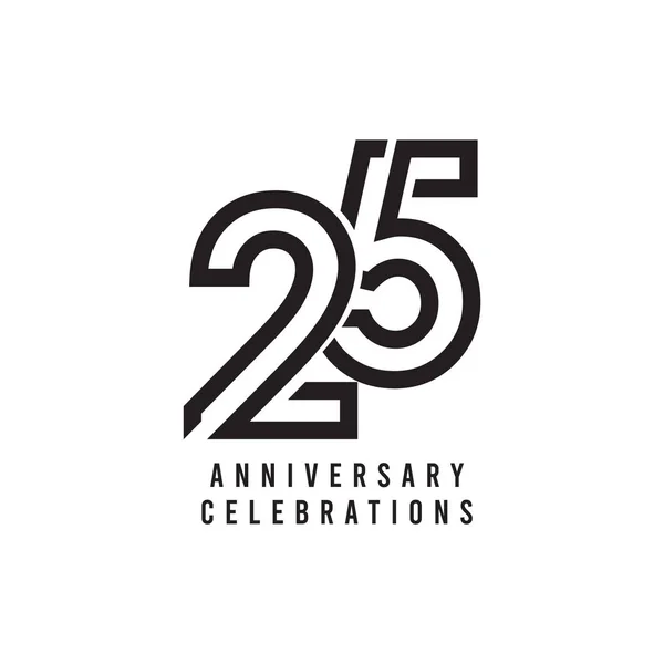 25 anni di celebrazione Vector Template Design Illustration — Vettoriale Stock