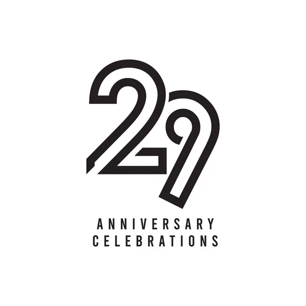 29 Years Anniversary Celebration Vector Template Design Illustration — Stock Vector