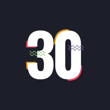 30 Yıl Yıldönümü Kutlama Vektör Şablonu Tasarım Çizim Logosu Simgesi Simgesi