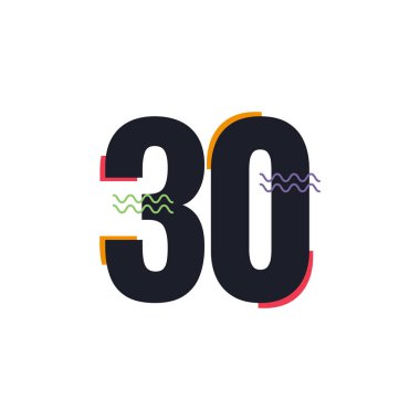 30 Yıl Yıldönümü Kutlama Vektör Şablonu Tasarım Çizim Logosu Simgesi Simgesi