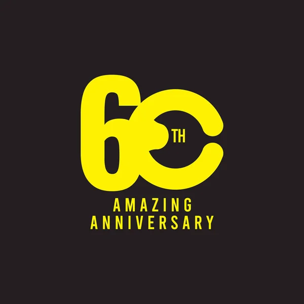 60 Th Amazing Anniversary Celebration Vector Template Design Illustration Logo Icon