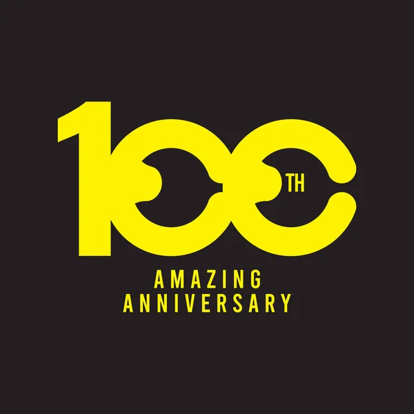 Icona del logo dell'illustrazione di progettazione del modello vettoriale di celebrazione di anniversario stupefacente 100 Th — Vettoriale Stock