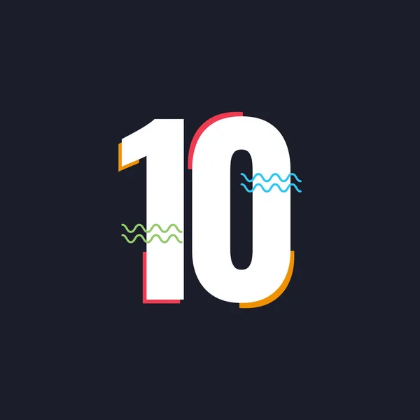 10 År Årsdagen Firande Vektor Mall Design Illustration Logotyp Ikon — Stock vektor