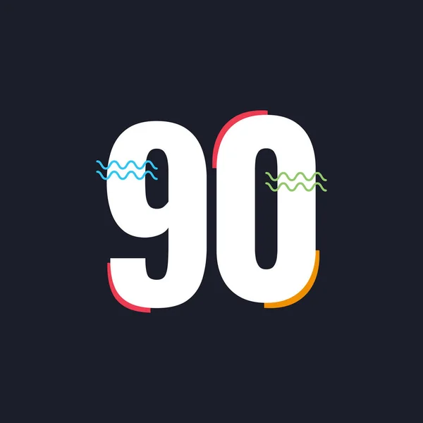 Icône de logo d'illustration de conception de modèle vectoriel de célébration de 90 ans — Image vectorielle