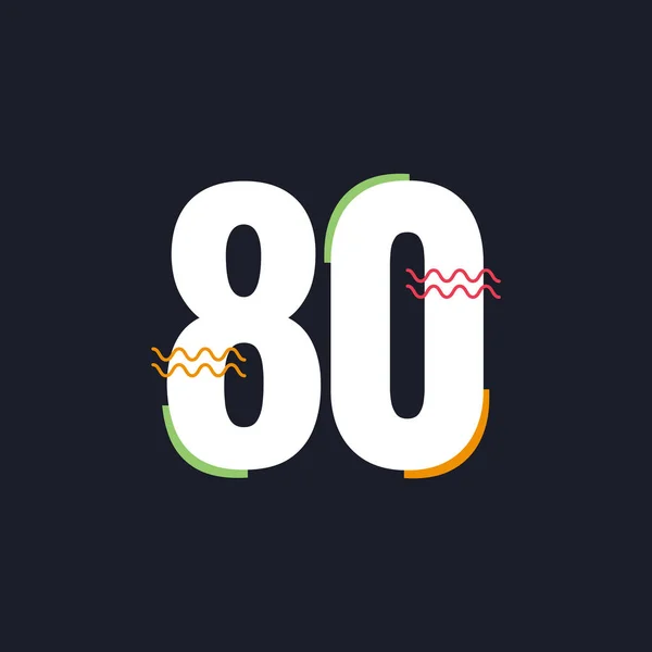 80 Yıl Yıldönümü Kutlama Şablonu Tasarım Logosu Simgesi Simgesi — Stok Vektör
