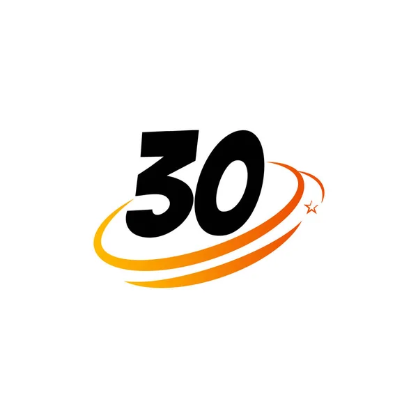 Icona del logo dell'illustrazione di progettazione del modello vettoriale di celebrazione di 30 anni — Vettoriale Stock
