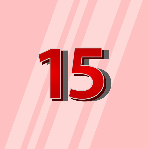 15 anni anniversario rosso elegante numero modello vettoriale Design Illustrazione — Vettoriale Stock