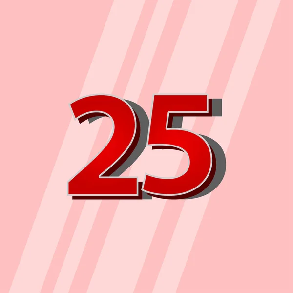 25 lat rocznica Red Elegancka liczba wektor szablon projekt ilustracja — Wektor stockowy