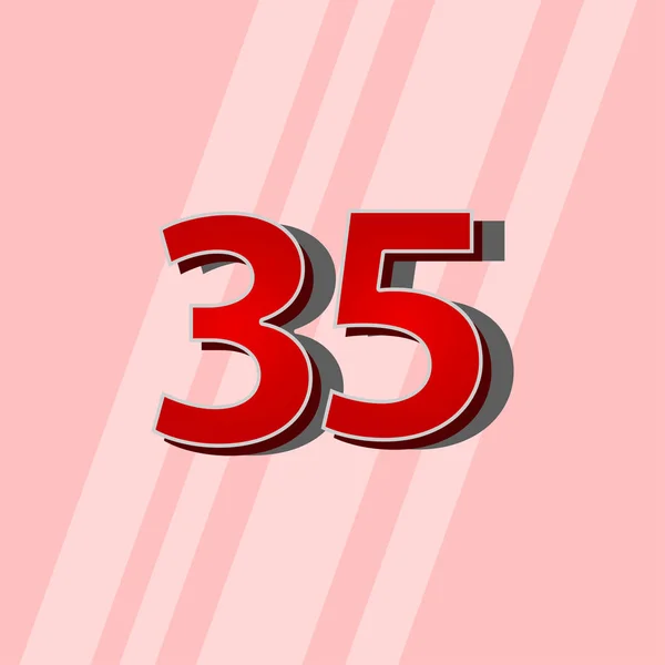 35 Years Anniversary Red Elegant Number Vector Template Design Illustration — 스톡 벡터