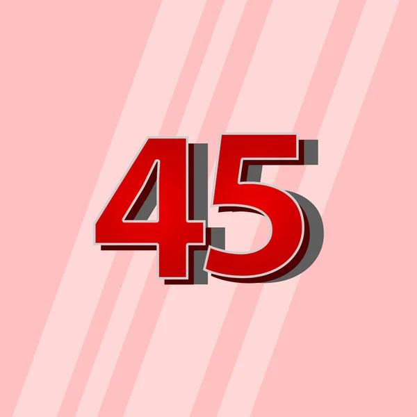 45 Jaar Jubileum Rood Elegante Nummer Vector Sjabloon Ontwerp Illustratie — Stockvector