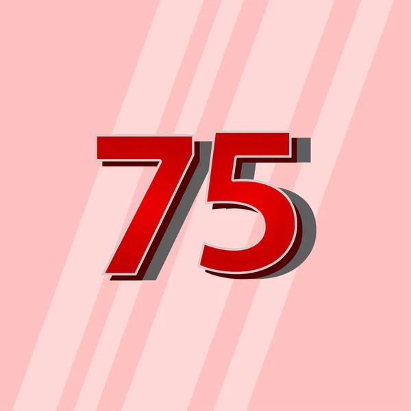 75 Jaar Jubileum Rood Elegante Nummer Vector Sjabloon Ontwerp Illustratie — Stockvector