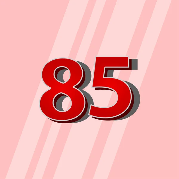 85 Years Anniversary Red Elegant Number Vector Template Design Illustration — 스톡 벡터