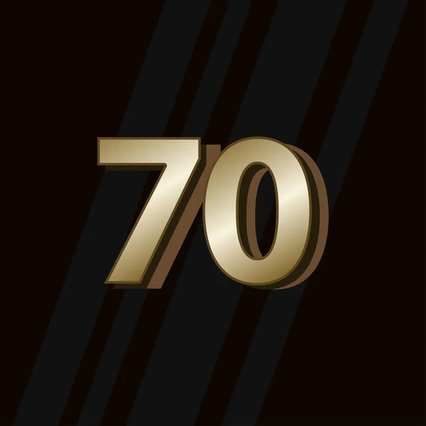 70 Years Anniversary Gold Elegant Number Vector Template Design Illustration — 스톡 벡터