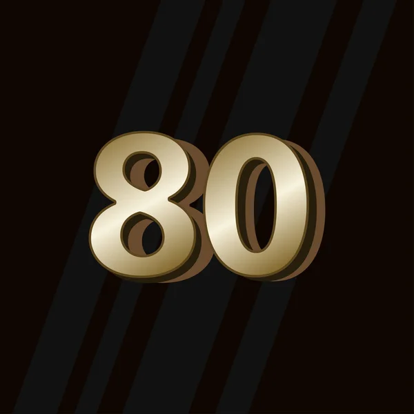 80 Years Anniversary Gold Elegant Number Vector Template Design Illustration — 스톡 벡터