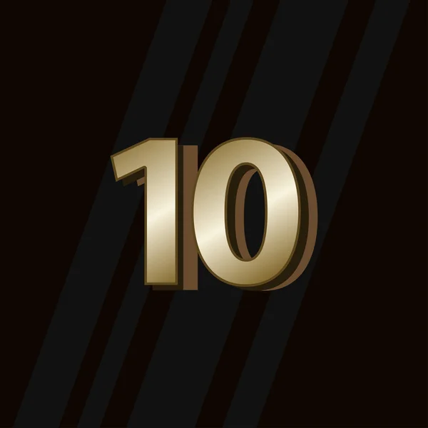 10 Years Anniversary Gold Elegant Number Vector Template Design Illustration — 스톡 벡터