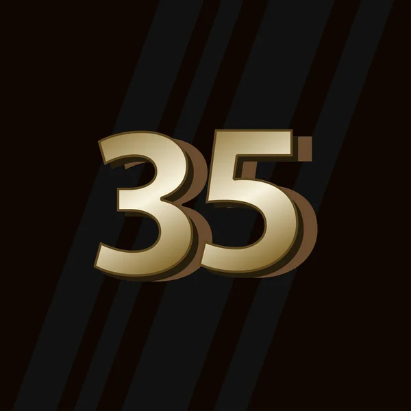 35 Years Anniversary Gold Elegant Number Vector Template Design Illustration — 스톡 벡터