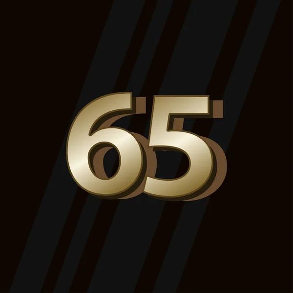 65 Years Anniversary Gold Elegant Number Vector Template Design Illustration — 스톡 벡터