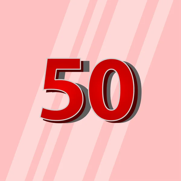 50 Anni Anniversario Rosso Elegante Numero Modello Vettoriale Design Illustrazione — Vettoriale Stock