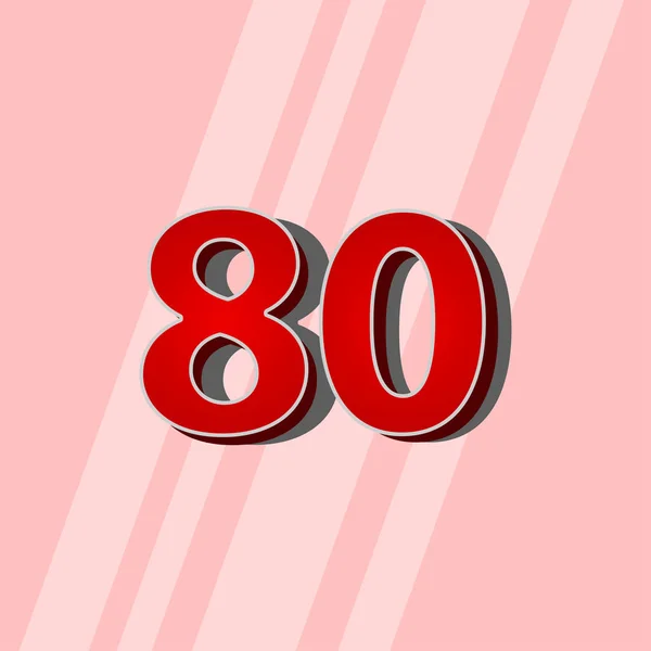 Peringatan 80 Tahun Elegan Merah Nomor Vektor Ilustrasi Rancangan Templat - Stok Vektor