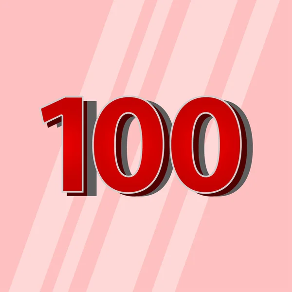Illustration de conception de modèle de vecteur de nombre élégant rouge d'anniversaire de 100 ans — Image vectorielle