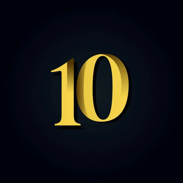 10 Years Anniversary Gold Number Vector Template Design Illustration — Stockový vektor