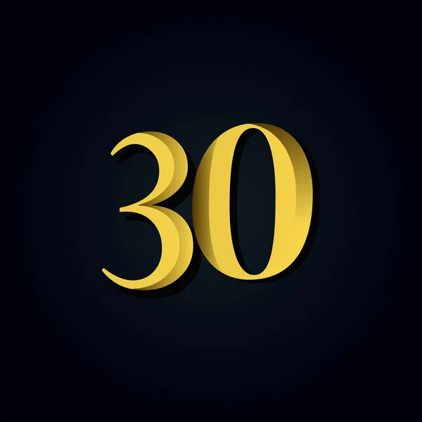 30 Jaar Jubileum Goud Nummer Vector Sjabloon Ontwerp Illustratie — Stockvector