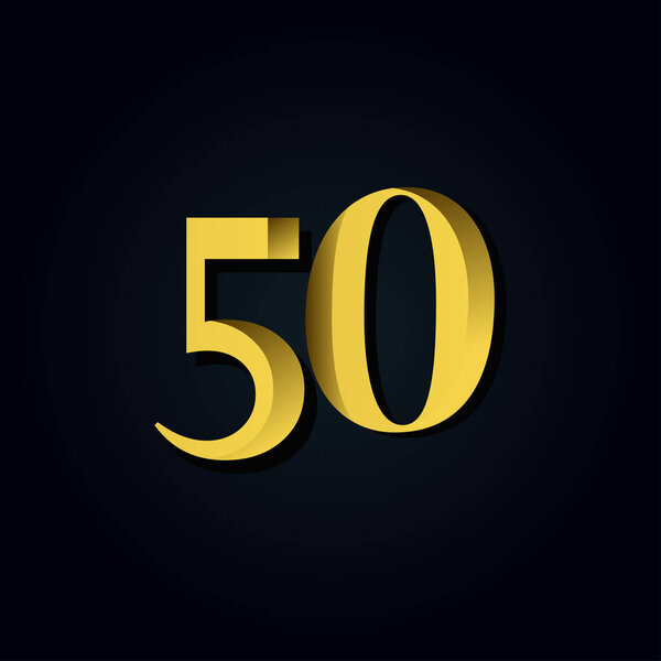 50 Years Anniversary Gold Number Vector Template Design Illustration