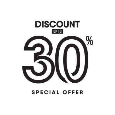 İndirim Etiketi% 30 'a kadar Özel Teklif Şablonu Tasarım Çizimi