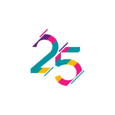 25. Yıldönümü Kutlama Vektör Şablonu Tasarım İllüstrasyonu