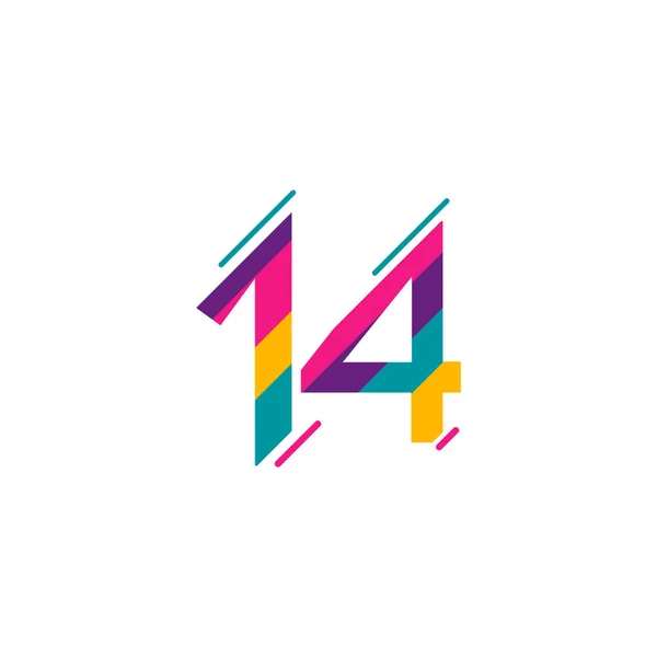 14 Years Anniversary Celebration Full Color Vector Template Design Illustration — 스톡 벡터