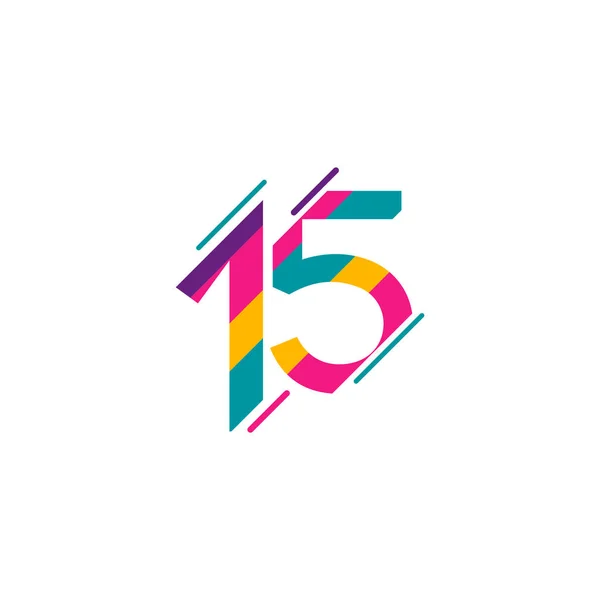 15 Years Anniversary Celebration Full Color Vector Template Design Illustration — 스톡 벡터