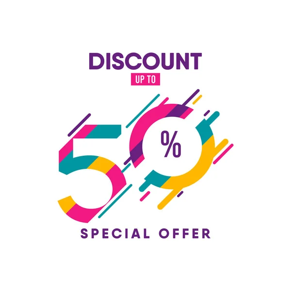 Discount Label up to 50% Special Offer Vector Template Design Illustration — Stock Vector