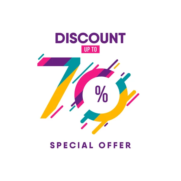 Discount Label up to 70% Special Offer Vector Template Design Illustration — Stock Vector