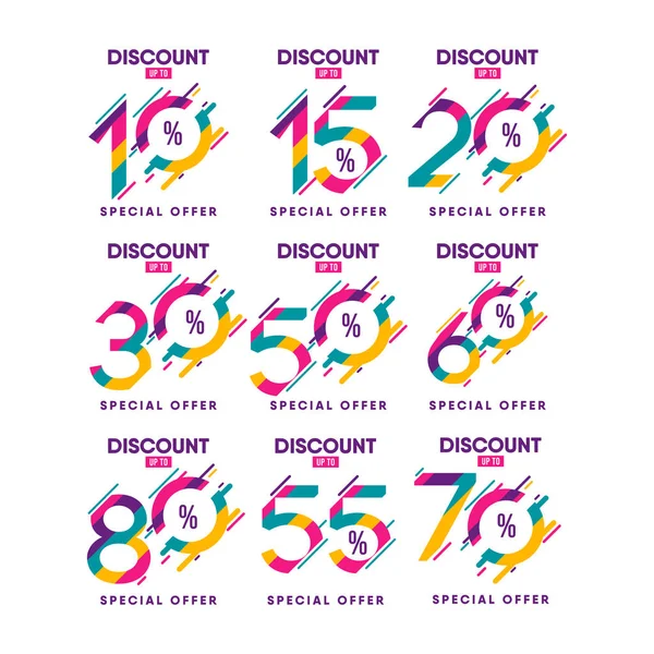 Discount Label Special Offer Set Vector Template Design Illustration — Stock Vector